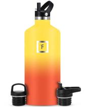 Garrafa de água IRON FLASK Camping 1,9 L com 3 tampas de aço inoxidável