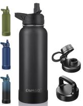 Garrafa de água isolada CIVAGO 1,2 L com canudo e 3 tampas Midnight