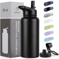 Garrafa de água isolada DOMICARE 946ml em aço inoxidável preta