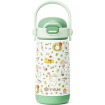 Garrafa de água isolada Fimibuke Kids 420ml com tampa e alça de palha Garrafa de água isolada Fimibuke Kids 420ml com tampa e alça de palha