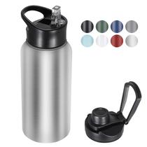 Garrafa de água isolada VQRRCKI 946mL com palha e tampas de boca larga