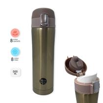 Garrafa de Água Isotérmica Dourada 500ml Tampa com Trava