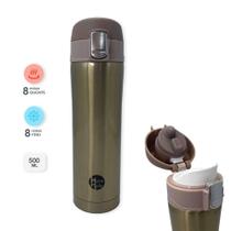 Garrafa De Água Isotérmica Dourada 500Ml Tampa Com Trava Garrafa De Água Isotérmica Dourada 500Ml Tampa Com Trava