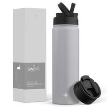 Garrafa de água JoyJolt com isolamento triplo de 650 ml com tampa de palha e tampa giratória Garrafa de água JoyJolt com isolamento triplo de 650 ml com tampa de palha e tampa giratória