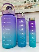 Garrafa De Água Kit 3 Squeeze 2l Academia Escola Antivazamento Cor Roxo/Azul Garrafa De Água Kit 3 Squeeze 2l Academia Escola Antivazamento Cor Roxo/Azul