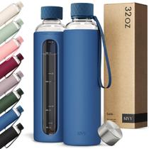 Garrafa de água KIVY 950 ml de vidro borossilicato com capa de silicone Garrafa de água KIVY 950 ml de vidro borossilicato com capa de silicone