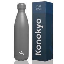 Garrafa de água Konokyo 750 ml térmica de aço inoxidável cinza
