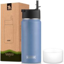 Garrafa de água koodee Kids em aço inoxidável 473mL com palha azul