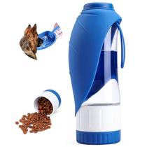 Garrafa de água para cães TIOVERY Leaf 600mL com recipiente para alimentos azul