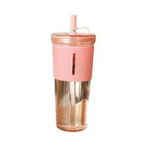 Garrafa De Água Plástica Transparente Grande De 710ml 24oz Com Canudo, Resistente a Altas Garrafa De Água Plástica Transparente Grande De 710ml 24oz Com Canudo, Resistente a Altas