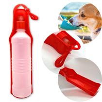 Garrafa de Água Portátil Bebedouro Pet Cachorro Passeio Viagens 500ml Vermelho
