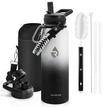 Garrafa de água RAYMYLO isolada 1.2L em aço inoxidável branca/preta Garrafa de água RAYMYLO isolada 1.2L em aço inoxidável branca/preta