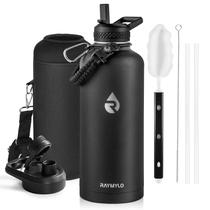 Garrafa de água RAYMYLO isolada 2.6L em aço inoxidável Magic Black Garrafa de água RAYMYLO isolada 2.6L em aço inoxidável Magic Black