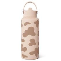 Garrafa de água SANDJEST Cow Print em aço inoxidável 950mL Garrafa de água SANDJEST Cow Print em aço inoxidável 950mL