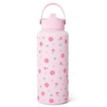 Garrafa de água SANDJEST Floral 946ml em aço inoxidável isolada