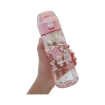 Garrafa De Água Sanrio Kawaii 550ml Com Capa De Vidro Kuromi Cinnamoroll Desenho Animado Presente