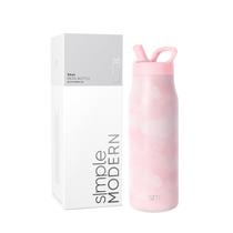 Garrafa de Água Simple Modern Mesa 1L - Tampa com Palha - Estampa Blush Tie Dye