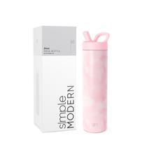 Garrafa de Água Simple Modern Mesa 700ml - Tampa com Palha - Estampa Blush Tie Dye