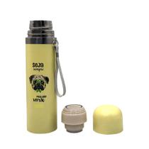 Garrafa de Água Squeeze Color Estampa Pet Pug Inox 480ml Amarelo Garrafinha de Água