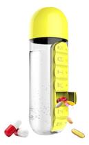 Garrafa De Agua Squeeze Colorida Com Porta Comprimidos 600ml - Rocie