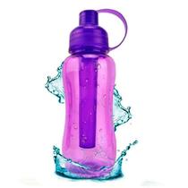 Garrafa de água squeeze plástica com tubo de gelo 600ml