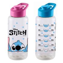 Garrafa de água Stitch de plástico 1 litro com tampa e alça - garrafinha de agua