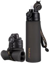 Garrafa de água TakeToday dobrável de 600 ml com alça de palha Garrafa de água TakeToday dobrável de 600 ml com alça de palha