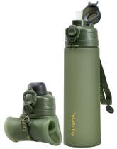 Garrafa de água TakeToday dobrável de 600 ml com alça de palha