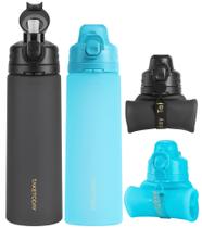 Garrafa de água TakeToday dobrável de 620 ml, pacote com 2 unidades, sem BPA Garrafa de água TakeToday dobrável de 620 ml, pacote com 2 unidades, sem BPA