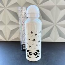 Garrafa de água térmica de alumínio panda branco ou verde 500ml garrafinha de agua inox termica com bico para criança -