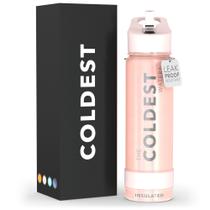 Garrafa de água The Coldest Forever Pink Glitter 700mL com canudo