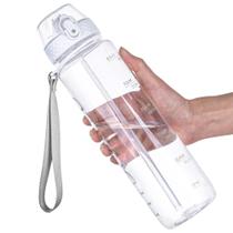 Garrafa de água transparente GOPPUS com canudo Garrafas de água esportiva transparente de 32 onças Motivacional com marcador de tempo Tritan Garrafa de água transparente de plástico sem BPA, boca larga para academia, viagens para casa, escola e escritório