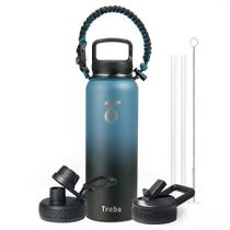 Garrafa de água Trebo isolada de 1,2 L com alça Paracord Indigo/Black Garrafa de água Trebo isolada de 1,2 L com alça Paracord Indigo/Black
