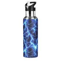Garrafa de água WEVIBOFU Blue White Lightning 600mL em aço inoxidável