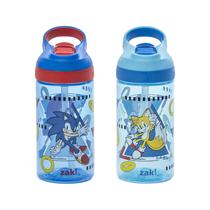 Garrafa de água Zak Designs Sonic the Hedgehog 473 ml, pacote com 2 Garrafa de água Zak Designs Sonic the Hedgehog 473 ml, pacote com 2