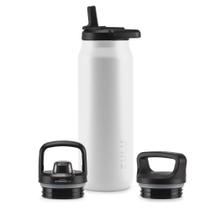 Garrafa de água ZULU Base 1.2L em aço inoxidável com 3 tampas brancas