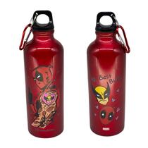 Garrafa de Alumínio 500Ml C/ Mosquetão Deadpool e Wolverine Garrafa de Alumínio 500Ml C/ Mosquetão Deadpool e Wolverine