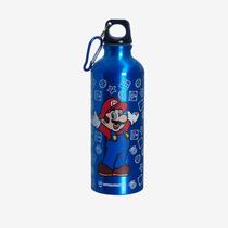Garrafa de aluminio azul 500ml c/mosquetao super mario - Nintendo Garrafa de aluminio azul 500ml c/mosquetao super mario - Nintendo