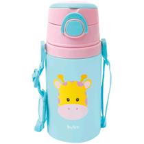 Garrafa de Alumínio Com Canudo Animal Fun Girafa Buba