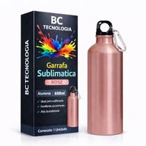 Garrafa de Alumínio Rose com Tampa Mosquetão para Sublimação 600ml Garrafa de Alumínio Rose com Tampa Mosquetão para Sublimação 600ml