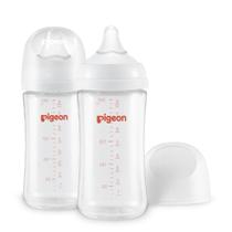 Garrafa de amamentação de vidro PIGEON Wide Neck 240mL Anti-Colic x2 Garrafa de amamentação de vidro PIGEON Wide Neck 240mL Anti-Colic x2