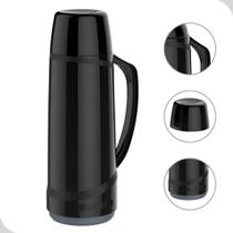 Garrafa de Café Chá Termica 1 Litro Cristal Preta Soprano