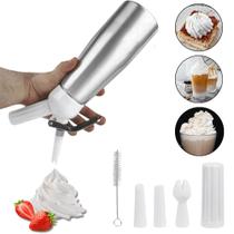 Garrafa De Chantilly Sifão Inox Profissional 500ML 3 Bicos Cozinha Confeitaria Bolo Chantili Creme Garrafa De Chantilly Sifão Inox Profissional 500ML 3 Bicos Cozinha Confeitaria Bolo Chantili Creme