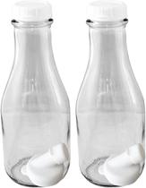 Garrafa de leite de vidro The Dairy Shoppe 1L/32oz (pacote com 2) Garrafa de leite de vidro The Dairy Shoppe 1L/32oz (pacote com 2)