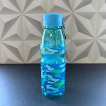 Garrafa de plástico azul camuflada para água com alça garrafinha de agua plastico 600ml exercito azul menino Garrafa de plástico azul camuflada para água com alça garrafinha de agua plastico 600ml exercito azul menino
