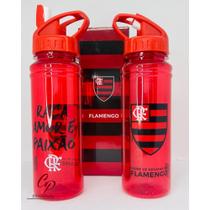 Garrafa de Plástico com canudo Time Flamengo 700ml Produto Licenciado-Mileno