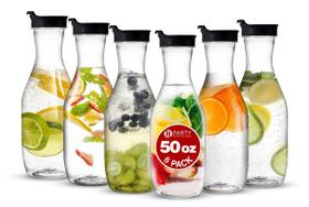 Garrafa de plástico Party Bargains 1,5 L transparente com tampa, 6 unidades Garrafa de plástico Party Bargains 1,5 L transparente com tampa, 6 unidades