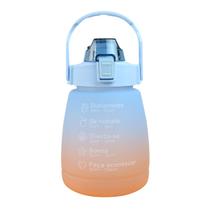 Garrafa de plástico redonda com canudo e alça 1200ml Garrafa de plástico redonda com canudo e alça 1200ml