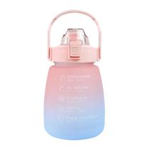 Garrafa de plástico redonda com canudo e alça tie dye 1200ml Garrafa de plástico redonda com canudo e alça tie dye 1200ml