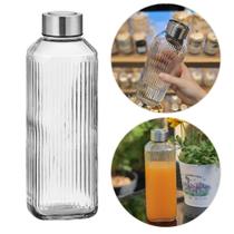 Garrafa de Vidro 1 Litro Para Agua Suco Leite Com Tampa Inox Garrafa de Vidro 1 Litro Para Agua Suco Leite Com Tampa Inox
